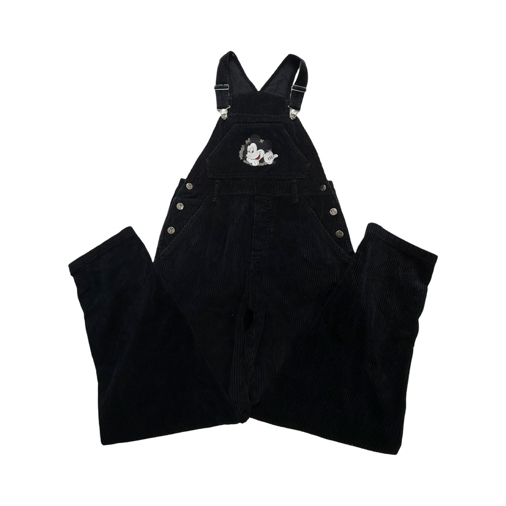 Mickey Unlimited Overalls Womens M 30x28 Black Corduroy Vintage 90s Streetwear
